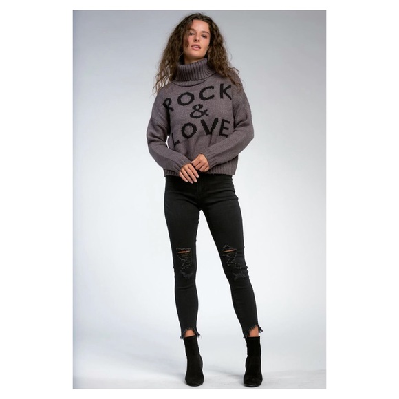 Elan Charcoal Rock & Love Sweater - Picture 3 of 4